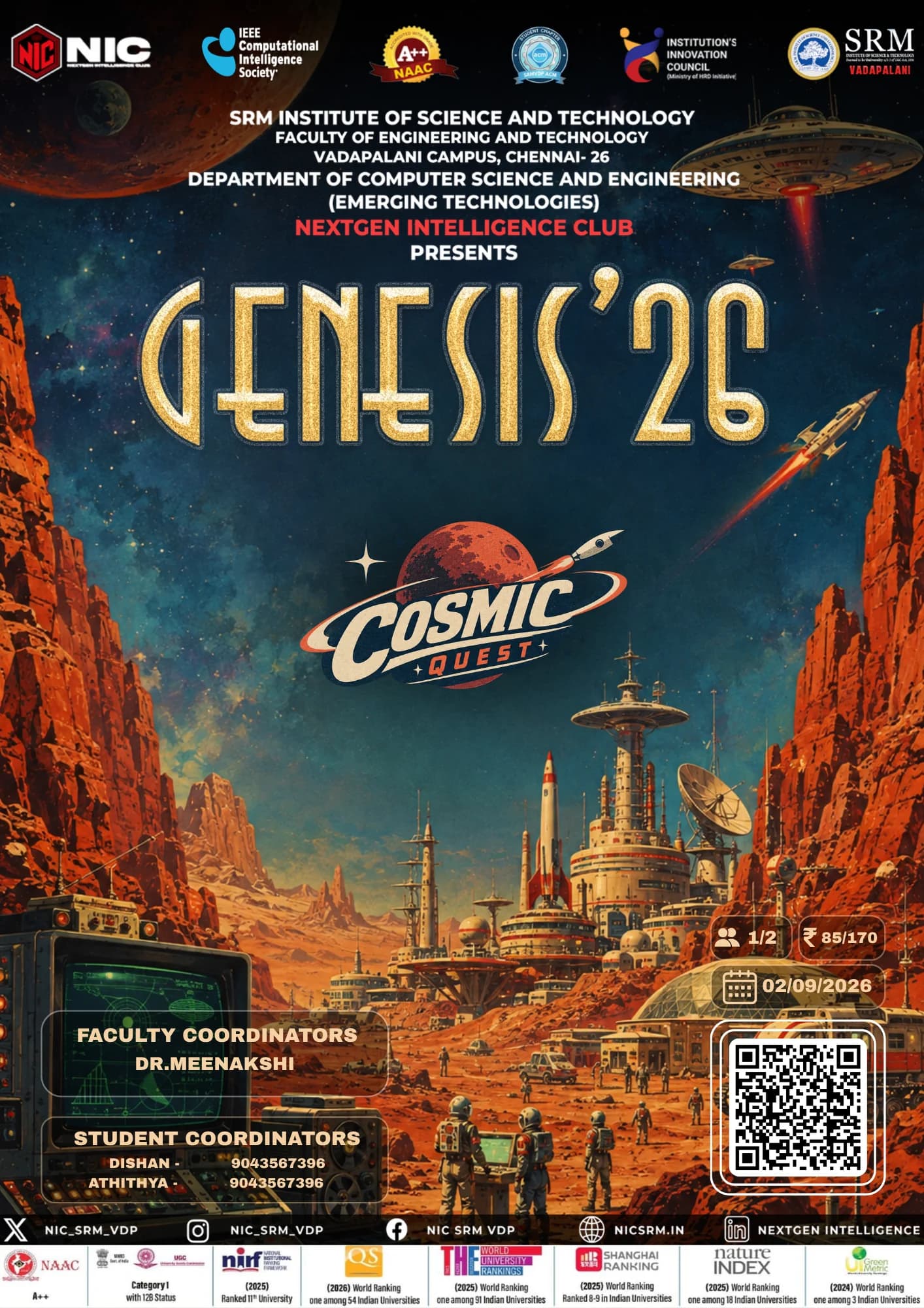 Poster for Cosmic Quest, a Genesis '26 event